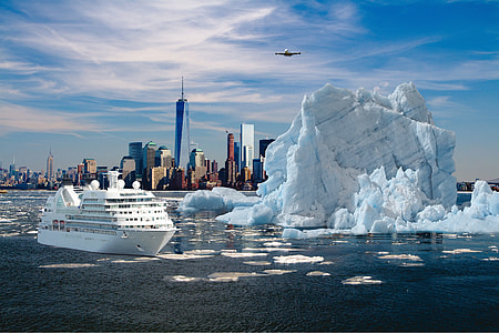 white ship near ice burgh on body of water during daytime thumbnail