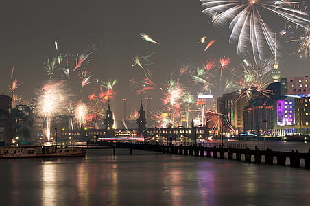 buildings surrounded fireworks display thumbnail