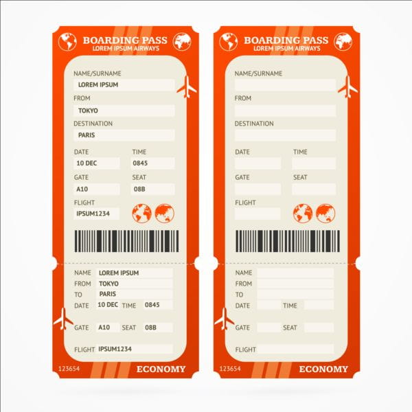 Airline Tickets Template Design Vector 06 Eps File Free Graphics