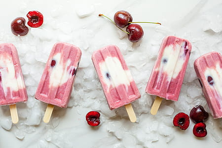 cherry ice popsicles near cherry fruits thumbnail