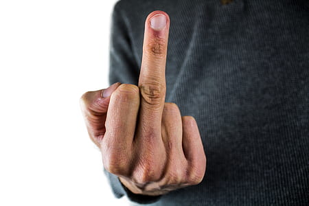 person raising right hand middle finger thumbnail