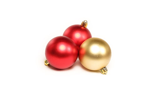 two red and brown baubles on white surface thumbnail