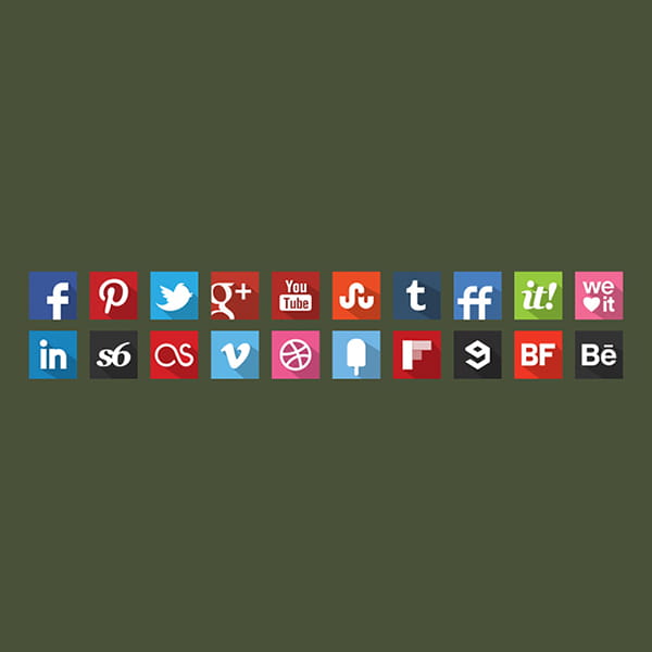 20 Free Vector Flat Shadow Social Icons eps, ai file