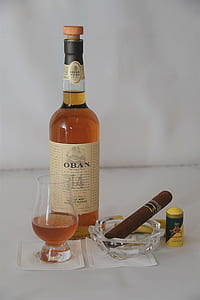 Oban glass bottle and clear wine glass thumbnail