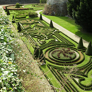 Gardens in the castle moat in Angers, France thumbnail