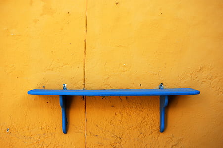 blue wooden wall mounted rack thumbnail