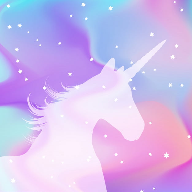 Silhouette Of A Unicorn On A Holographic Background Eps File