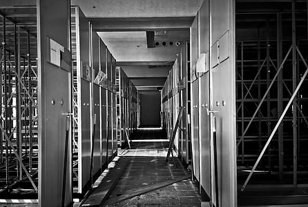 grayscale photo of construction walls thumbnail
