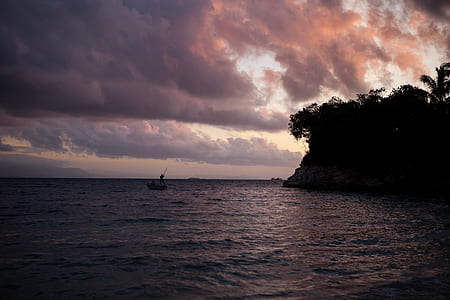 cloudy sky over body of water thumbnail