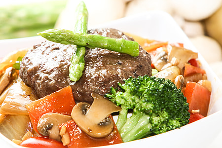 photo of patty with vegetables serving on bowl thumbnail