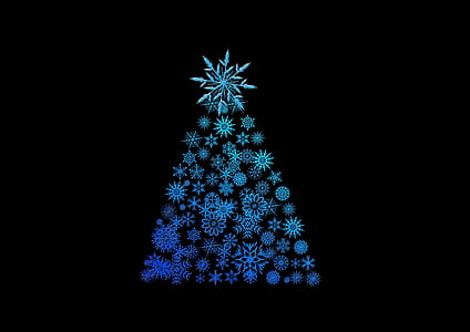 teal and blue snowflake christmas tree illustration thumbnail