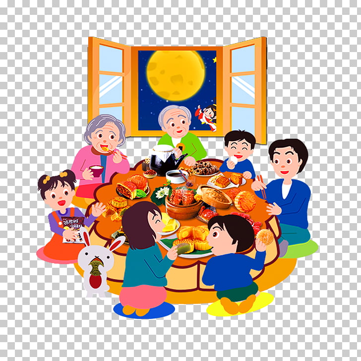 Mooncake Mid Autumn Festival Reunion Dinner Poster Mid Autumn Festival Reunion Family Of Seven Eating On Table Png Clipart Free Cliparts Uihere