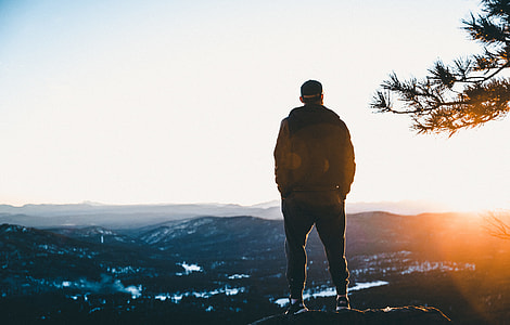 man in black, jacket, mountain, man thumbnail
