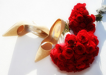 red roses beside heel shoes thumbnail
