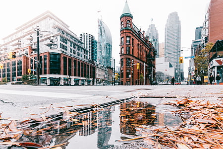 wet road near concrete buildings thumbnail