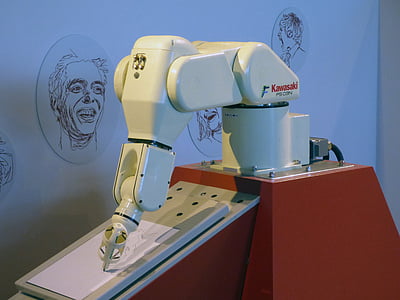photo of white Kawasaki robot sketch machine thumbnail