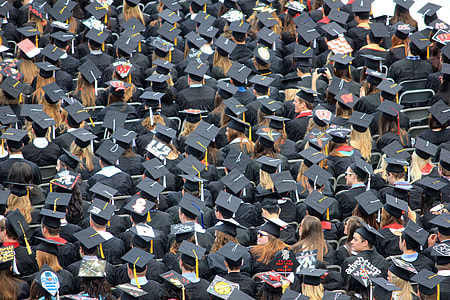 Sea of graduate hats in Madison, Wisconsin thumbnail