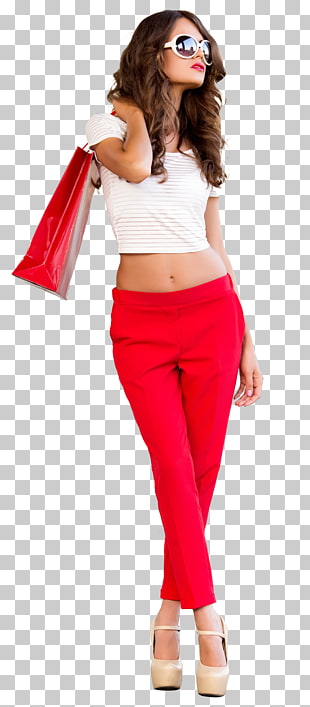 Fashion Model Bijin, Fashion beauty model, woman wearing red pants PNG clipart