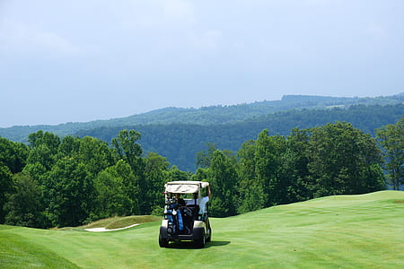 person riding white golf cart thumbnail