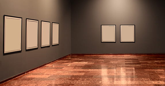 White Frames on grey wall in art museum thumbnail