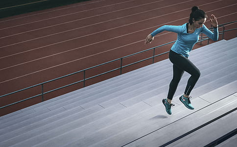 woman running on stair thumbnail