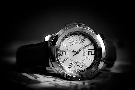 grayscale photography of analog watch thumbnail