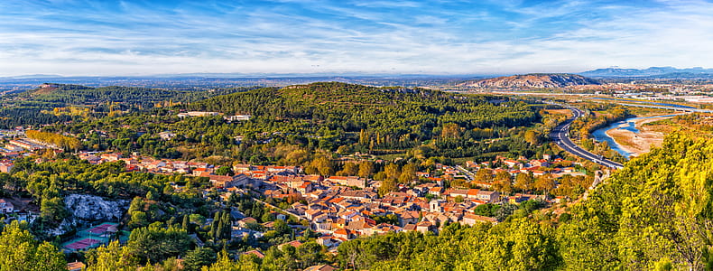 aerial photography of village and trees at daytime thumbnail