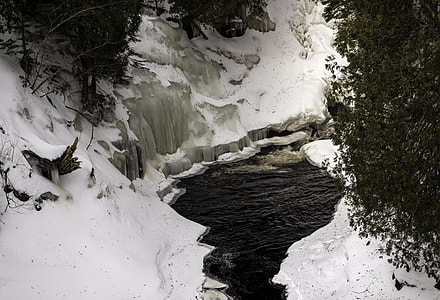 Small Pool beneath a waterfall in the winter as Cascade River State Park, Minnesota thumbnail