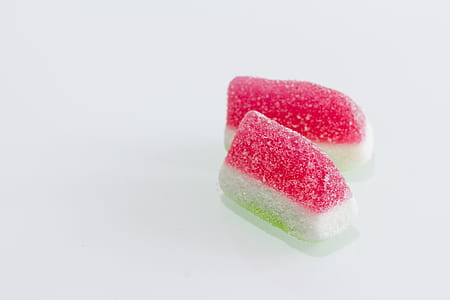 two watermelon candies topped with sugar thumbnail