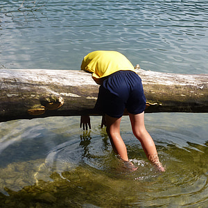person hugging tree reaching water thumbnail