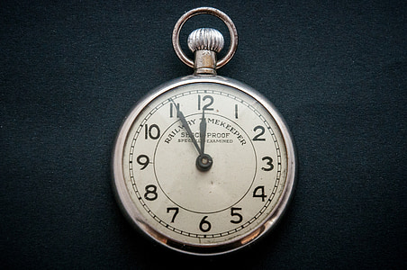 silver Railway Timekeeper pocket watch at 11:55 thumbnail
