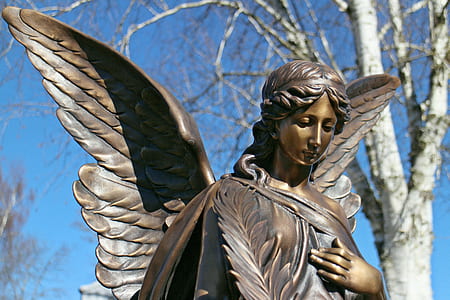 selective focus photography of angel statue thumbnail