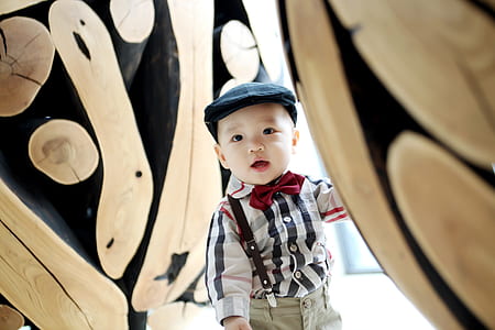 boy wearing black and white plaid dress shirt and black hat thumbnail