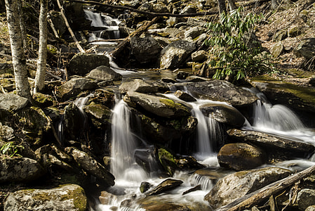 Closeup Waterfalls Cascades scenery in Great Smoky Mountains National Park, Tennessee thumbnail