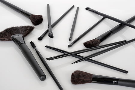 makeup brush set on white surface thumbnail