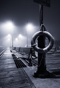 Inflatable Ring on Post during Nighttime thumbnail