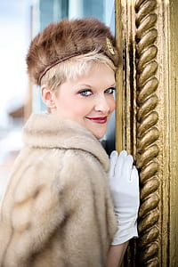 woman wearing brown fur coat thumbnail