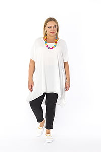 women's white top and black pants thumbnail