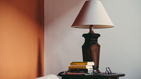 black and brown table lamp on brown top thumbnail