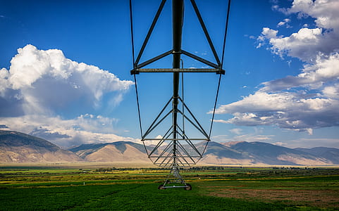 aerial view of gray electricity tower thumbnail
