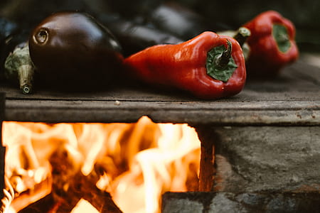 two red bell pepper on surface thumbnail