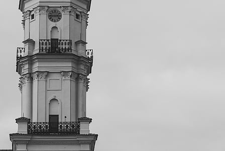 grayscale photo of tower thumbnail