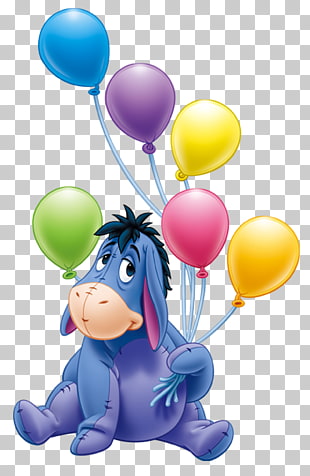 Eeyore's Birthday Party Winnie the Pooh , Eeyore with Balloons Transparent Cartoon, Eeyore illustration PNG clipart