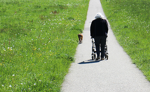 man in black long-sleeved shirt and pants with rollator thumbnail