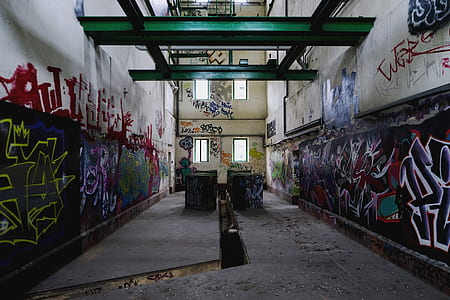 indoor building photography of graffiti walls thumbnail