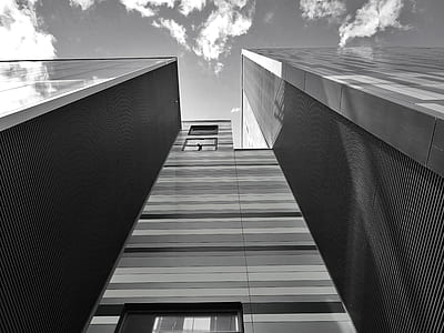 black-and-white, sky, clouds, building thumbnail