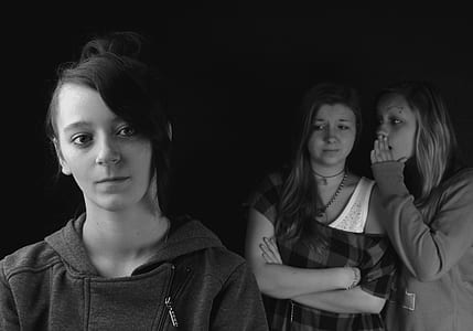 grayscale photography of woman in black jacket thumbnail
