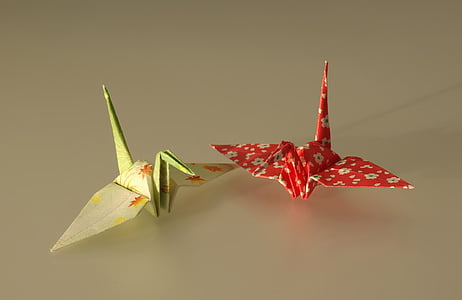 two yellow and red origami thumbnail