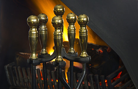 brass-colored fireplace tool set thumbnail