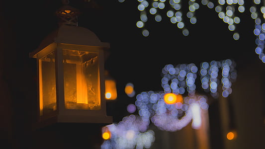 lighted white metal lantern bokeh photography thumbnail